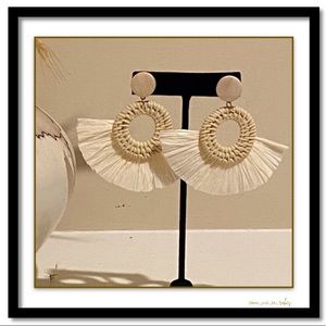 Raffia and Straw Round Summer Earrings